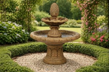 Medium Round 15in Pineapple Concrete Water Fountain